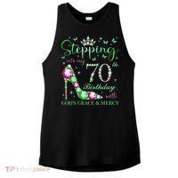 Stepping Into My 70th Birthday With God'S Grace & Mercy Ladies PosiCharge Tri-Blend Wicking Tank thumb 0