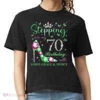 Stepping Into My 70th Birthday With God'S Grace & Mercy Comfort Colors Boxy T-Shirt thumb 0