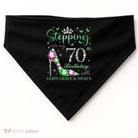 Stepping Into My 70th Birthday With God'S Grace & Mercy USA-Made Doggie Bandana thumb 0