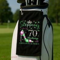 Stepping Into My 70th Birthday With God'S Grace & Mercy Golf Towel thumb 2