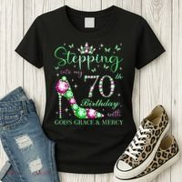 Stepping Into My 70th Birthday With God'S Grace & Mercy Women's T-Shirt thumb 3