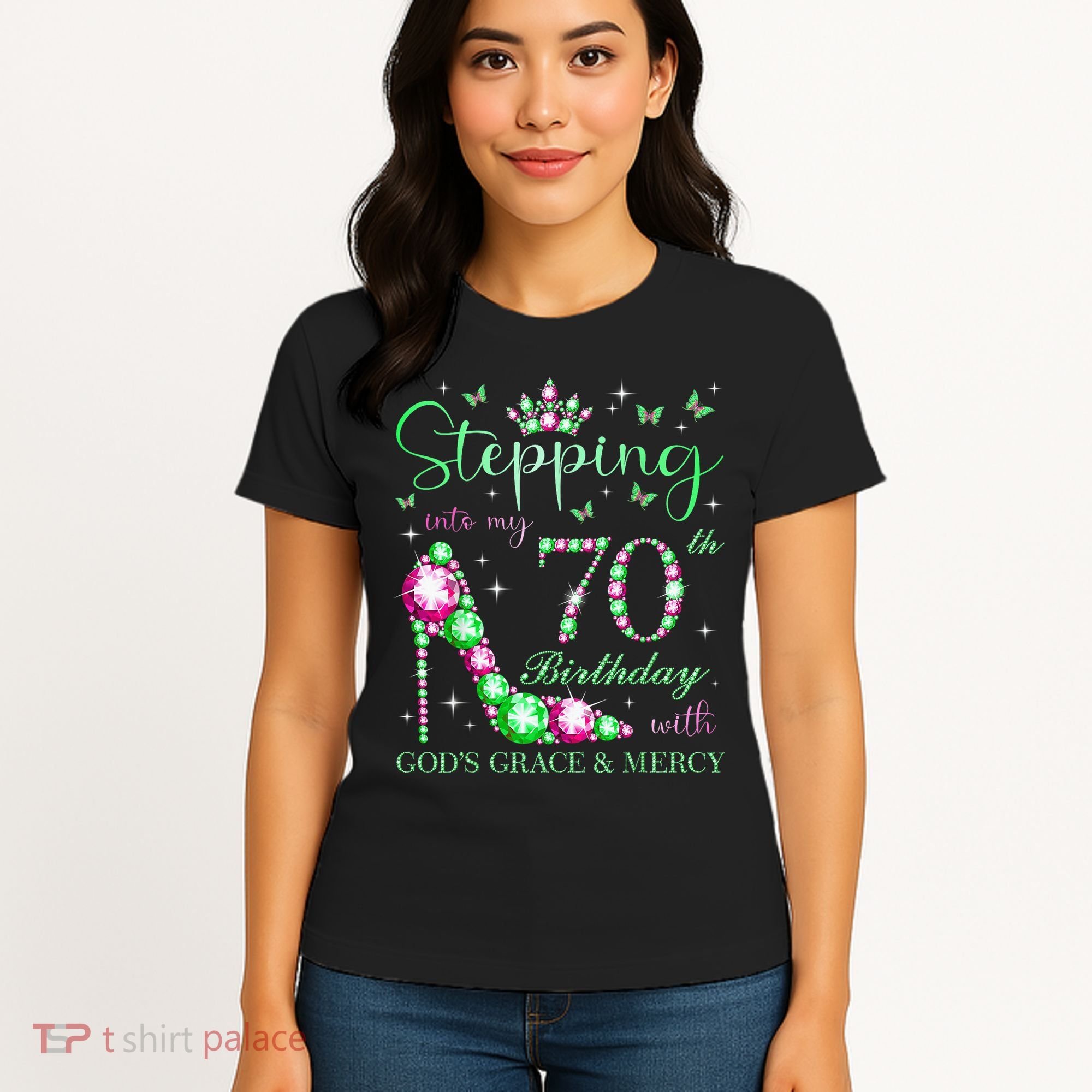 Stepping Into My 70th Birthday With God'S Grace & Mercy Women's T-Shirt