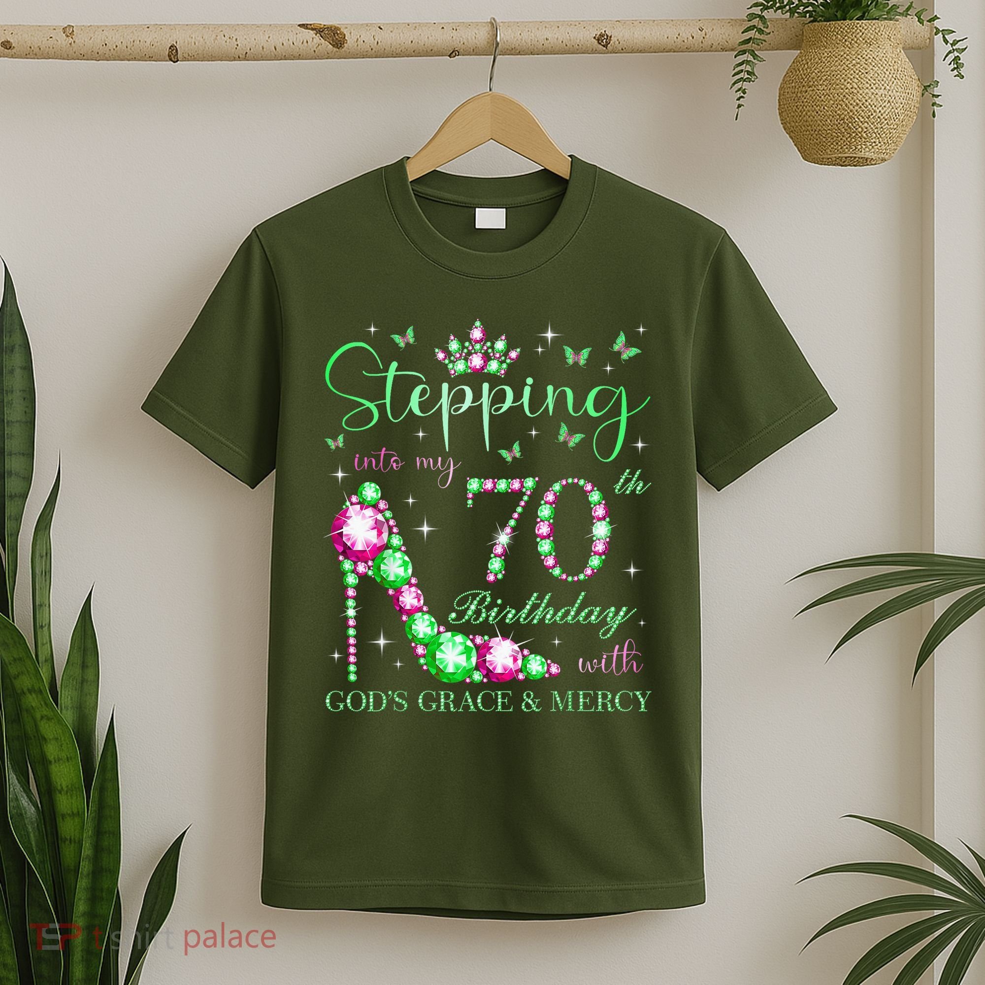 Stepping Into My 70th Birthday With God'S Grace & Mercy T-Shirt