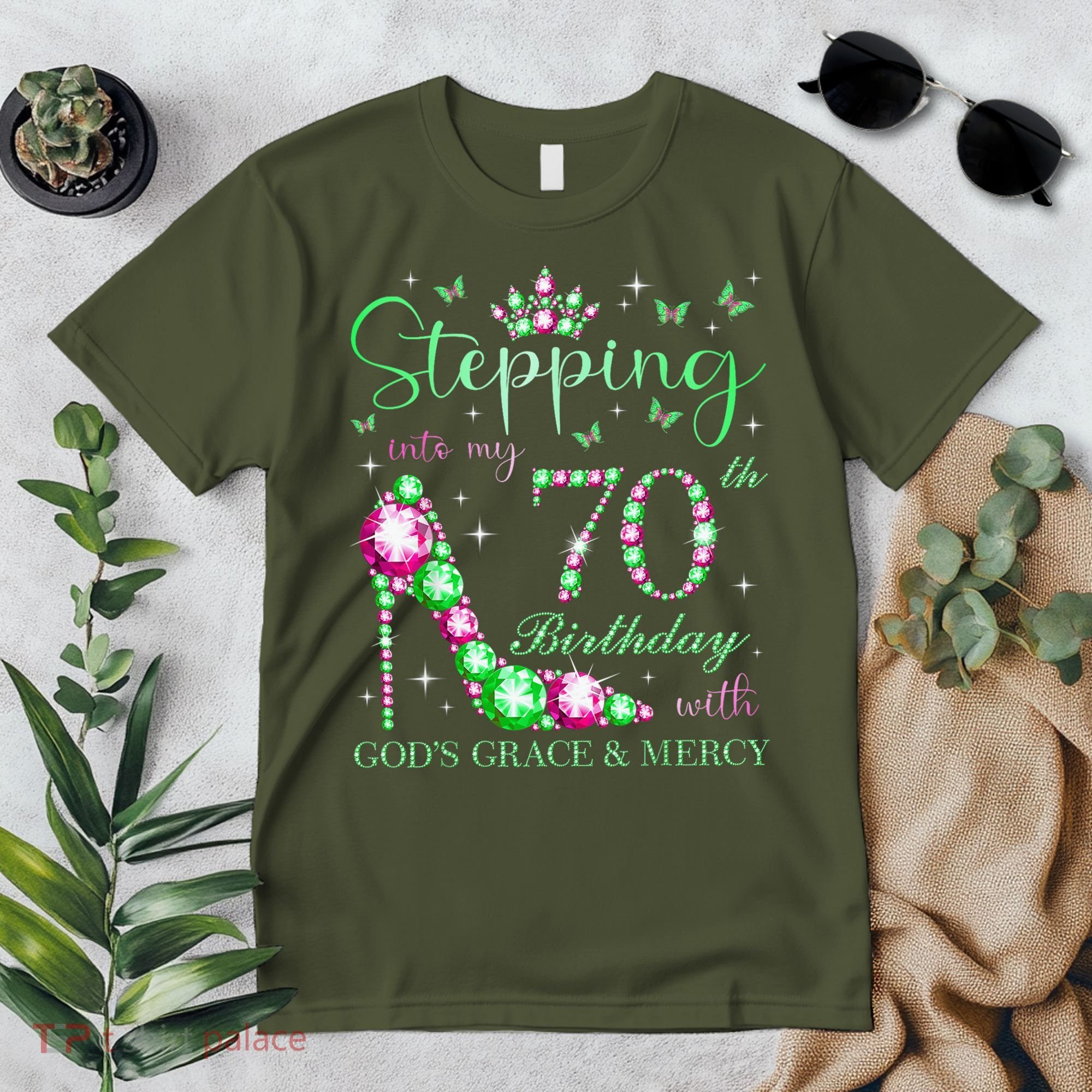 Stepping Into My 70th Birthday With God'S Grace & Mercy Premium T-Shirt