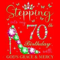 Stepping Into My 70th Birthday With God'S Grace & Mercy Santa Hat thumb 1