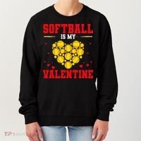 Softball Is My Valentine Love Hearts Softball V-Day Women's Sweatshirt thumb 0