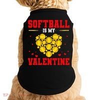 Softball Is My Valentine Love Hearts Softball V-Day Doggie Tank thumb 0
