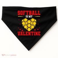 Softball Is My Valentine Love Hearts Softball V-Day USA-Made Doggie Bandana thumb 0
