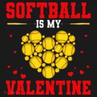Softball Is My Valentine Love Hearts Softball V-Day Women's Hoodie thumb 2