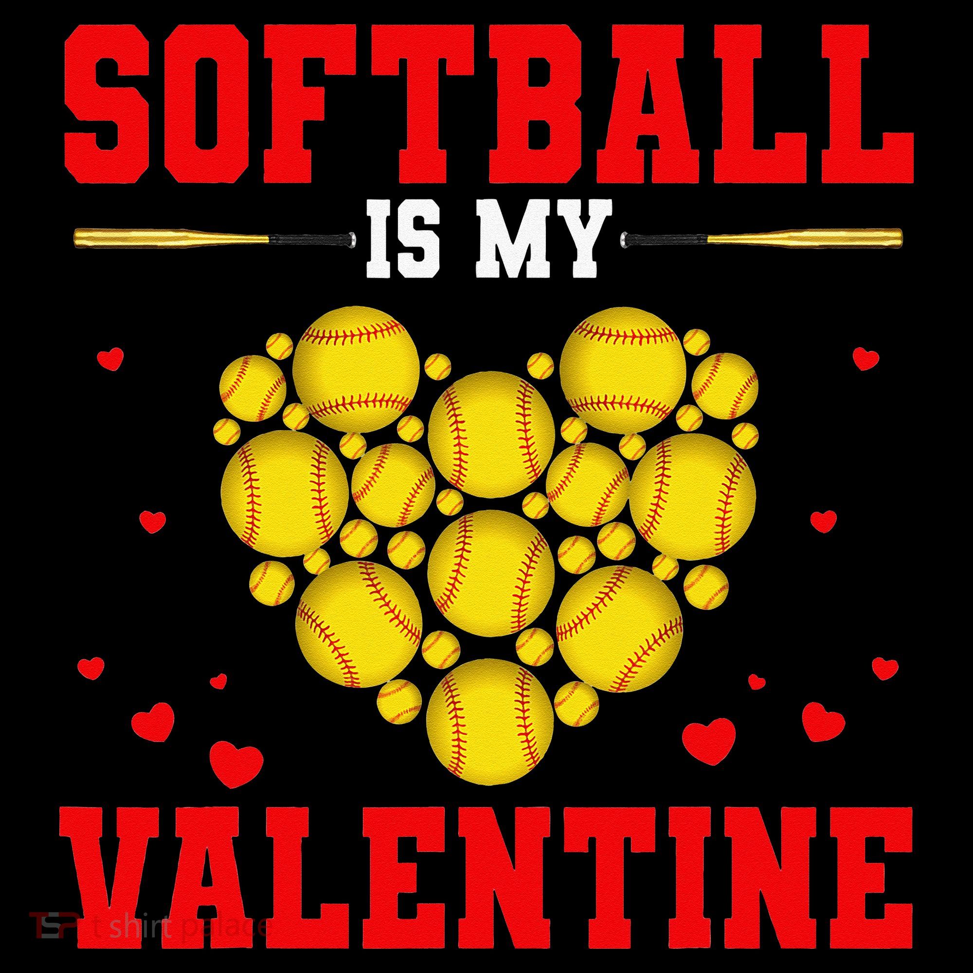 Softball Is My Valentine Love Hearts Softball V-Day Women's Hoodie