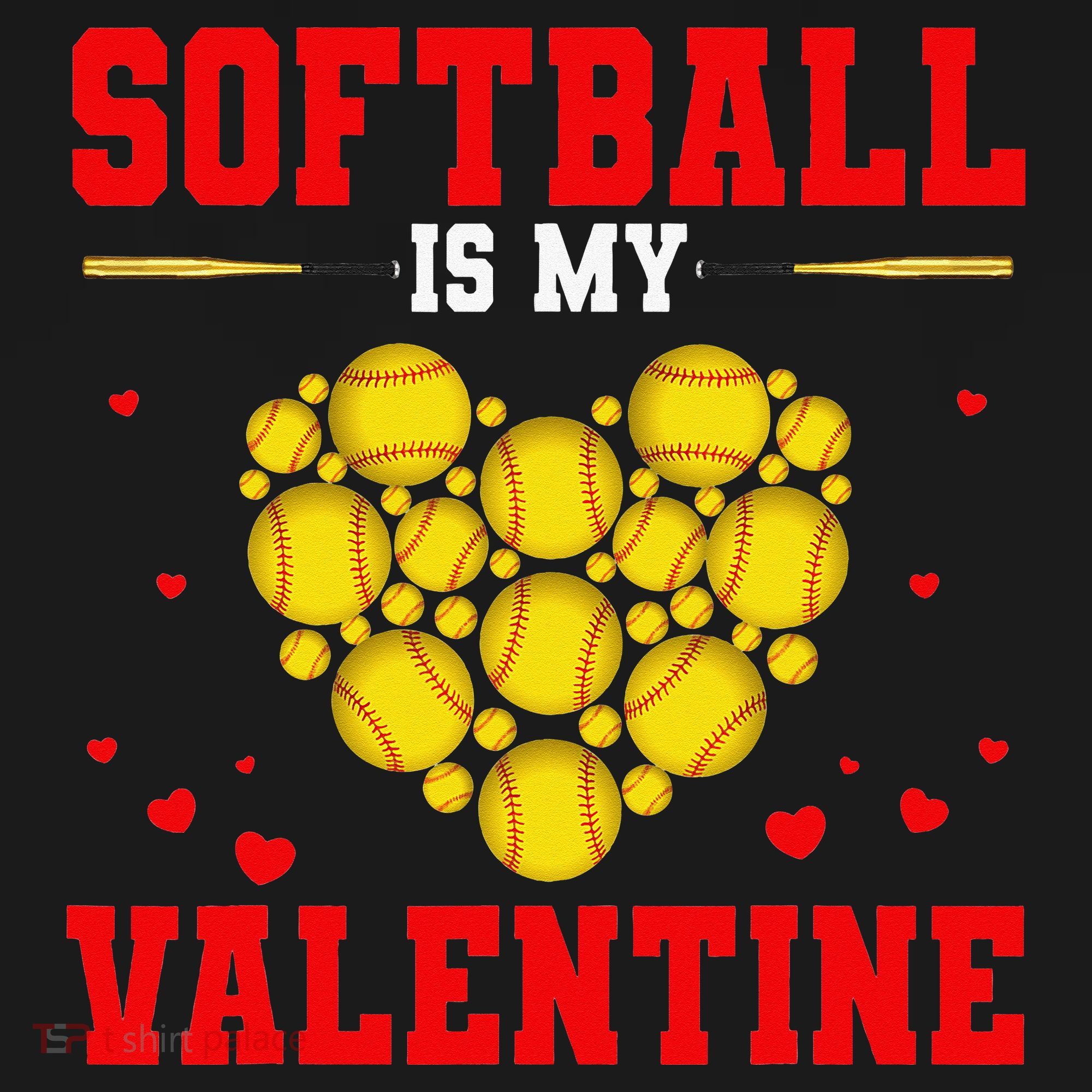 Softball Is My Valentine Love Hearts Softball V-Day Mousepad