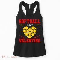 Softball Is My Valentine Love Hearts Softball V-Day Women's Tank Top thumb 0