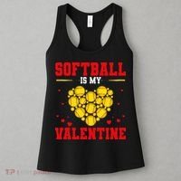 Softball Is My Valentine Love Hearts Softball V-Day Women's Tank Top thumb 3