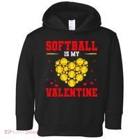 Softball Is My Valentine Love Hearts Softball V-Day Toddler Hoodie thumb 0
