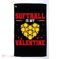 Softball Is My Valentine Love Hearts Softball V-Day Golf Towel thumb 0