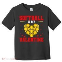 Softball Is My Valentine Love Hearts Softball V-Day Toddler T-Shirt thumb 0
