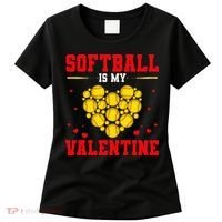 Softball Is My Valentine Love Hearts Softball V-Day Women's T-Shirt thumb 0