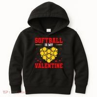 Softball Is My Valentine Love Hearts Softball V-Day Kids Hoodie thumb 0