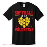 Softball Is My Valentine Love Hearts Softball V-Day Kids T-Shirt thumb 0