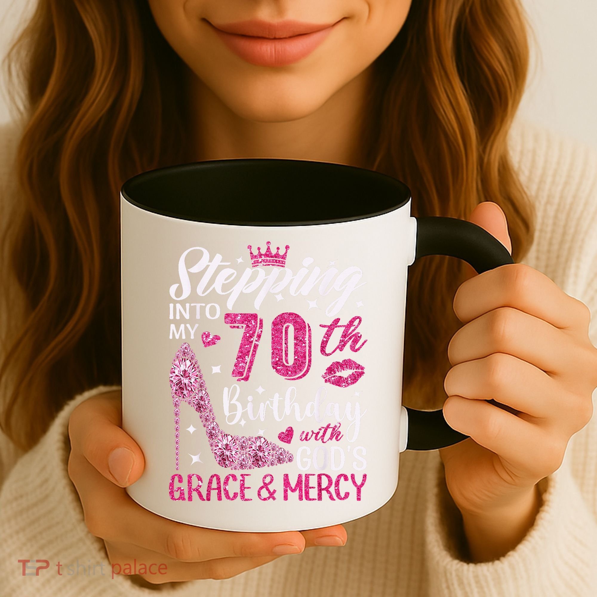 Stepping Into My 70th Birthday With Gods Grace And Mercy Coffee Mug