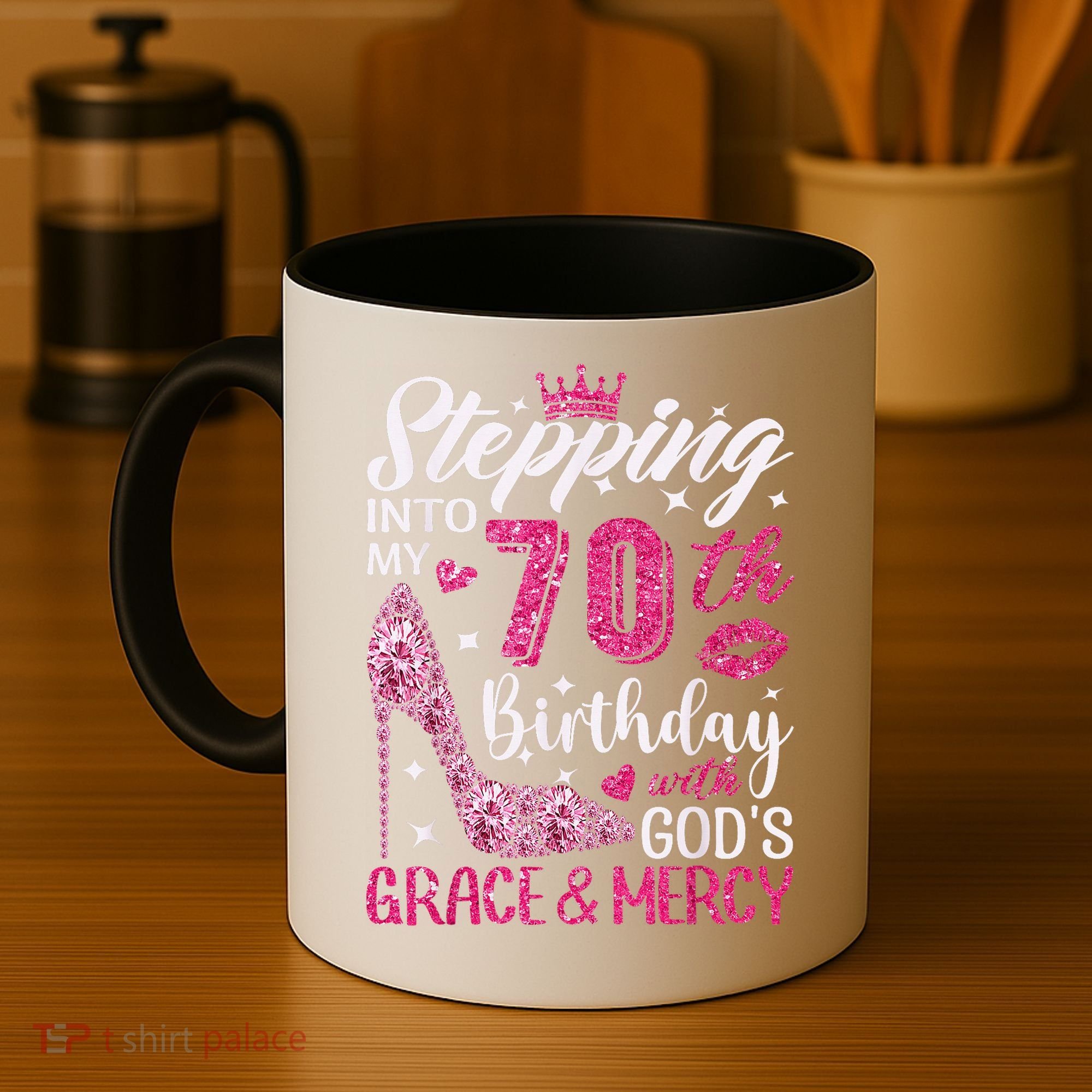 Stepping Into My 70th Birthday With Gods Grace And Mercy Coffee Mug