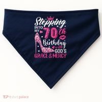 Stepping Into My 70th Birthday With Gods Grace And Mercy USA-Made Doggie Bandana thumb 0