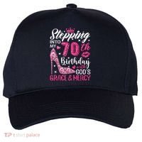 Stepping Into My 70th Birthday With Gods Grace And Mercy Five-Panel Snapback Cap thumb 0