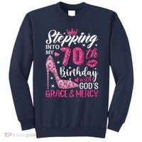 Stepping Into My 70th Birthday With Gods Grace And Mercy Sweatshirt thumb 0