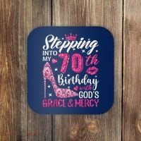 Stepping Into My 70th Birthday With Gods Grace And Mercy Coaster thumb 0