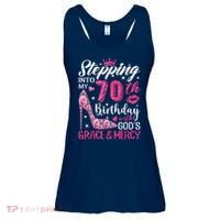Stepping Into My 70th Birthday With Gods Grace And Mercy Ladies Essential Flowy Tank thumb 0