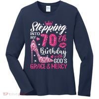 Stepping Into My 70th Birthday With Gods Grace And Mercy Women's Long Sleeve Shirt thumb 0