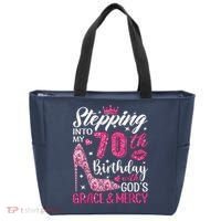 Stepping Into My 70th Birthday With Gods Grace And Mercy Tote Bag thumb 0