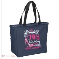 Stepping Into My 70th Birthday With Gods Grace And Mercy Tote Bag thumb 2