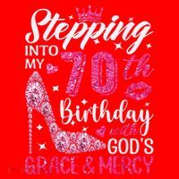 Stepping Into My 70th Birthday With Gods Grace And Mercy Santa Hat thumb 1