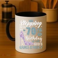 Stepping Into My 70th Birthday With Gods Grace And Mercy Coffee Mug thumb 4