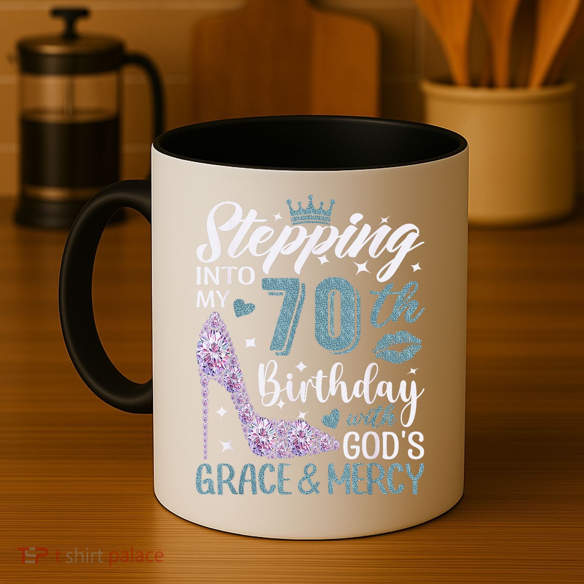 Stepping Into My 70th Birthday With Gods Grace And Mercy Coffee Mug