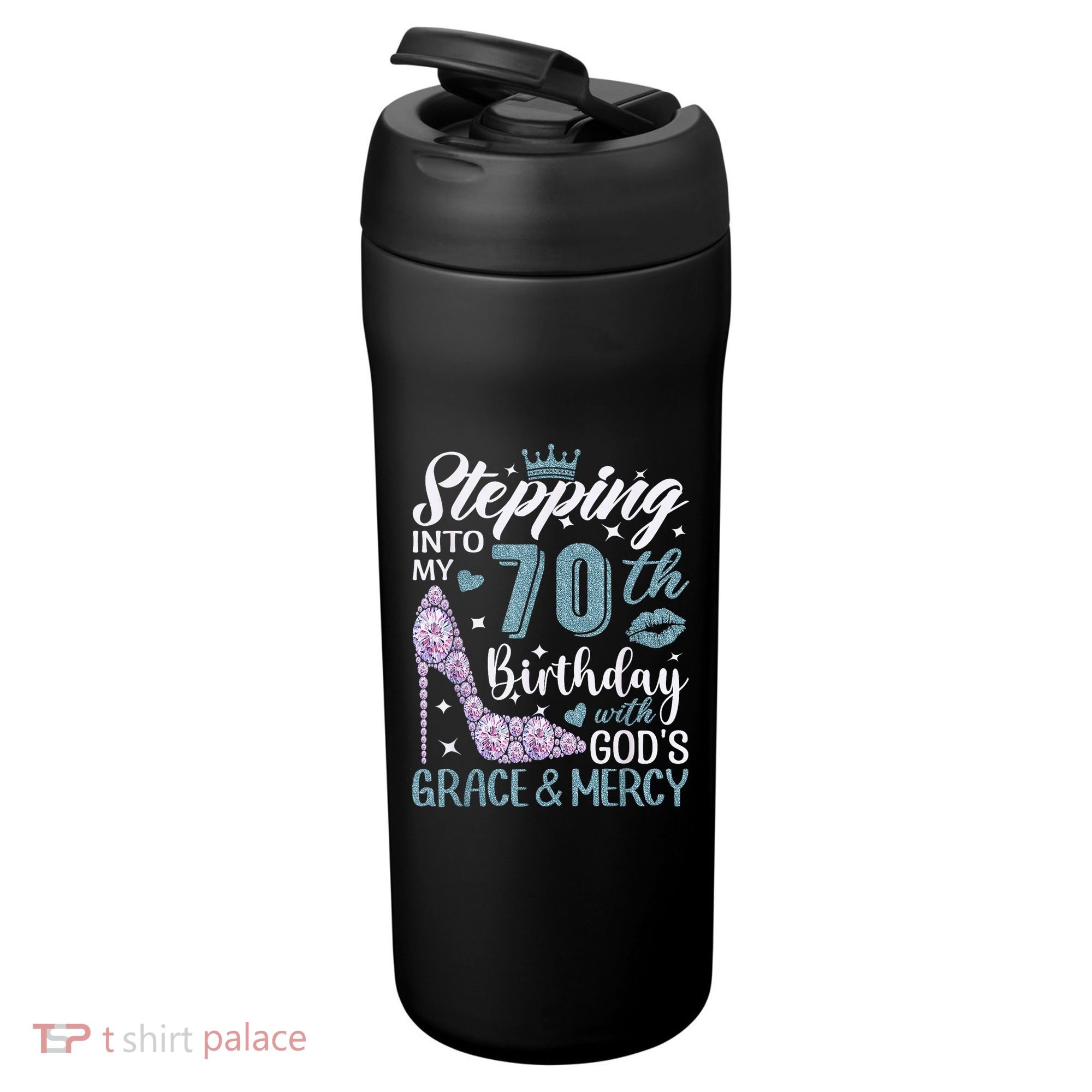 Stepping Into My 70th Birthday With Gods Grace And Mercy 24oz Duet Stainless Steel Tumbler