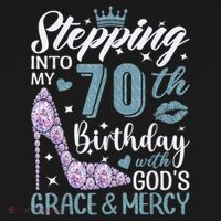 Stepping Into My 70th Birthday With Gods Grace And Mercy Ornament thumb 1