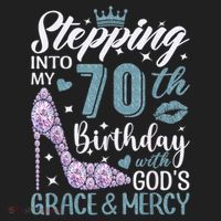 Stepping Into My 70th Birthday With Gods Grace And Mercy Plastic Christmas Ball Ornament thumb 1