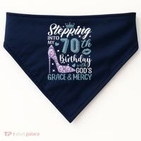 Stepping Into My 70th Birthday With Gods Grace And Mercy USA-Made Doggie Bandana thumb 0