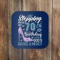 Stepping Into My 70th Birthday With Gods Grace And Mercy Coaster thumb 0