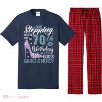 Stepping Into My 70th Birthday With Gods Grace And Mercy Pajama Set thumb 0