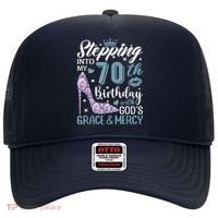 Stepping Into My 70th Birthday With Gods Grace And Mercy Hat thumb 0