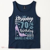 Stepping Into My 70th Birthday With Gods Grace And Mercy Tank Top thumb 2