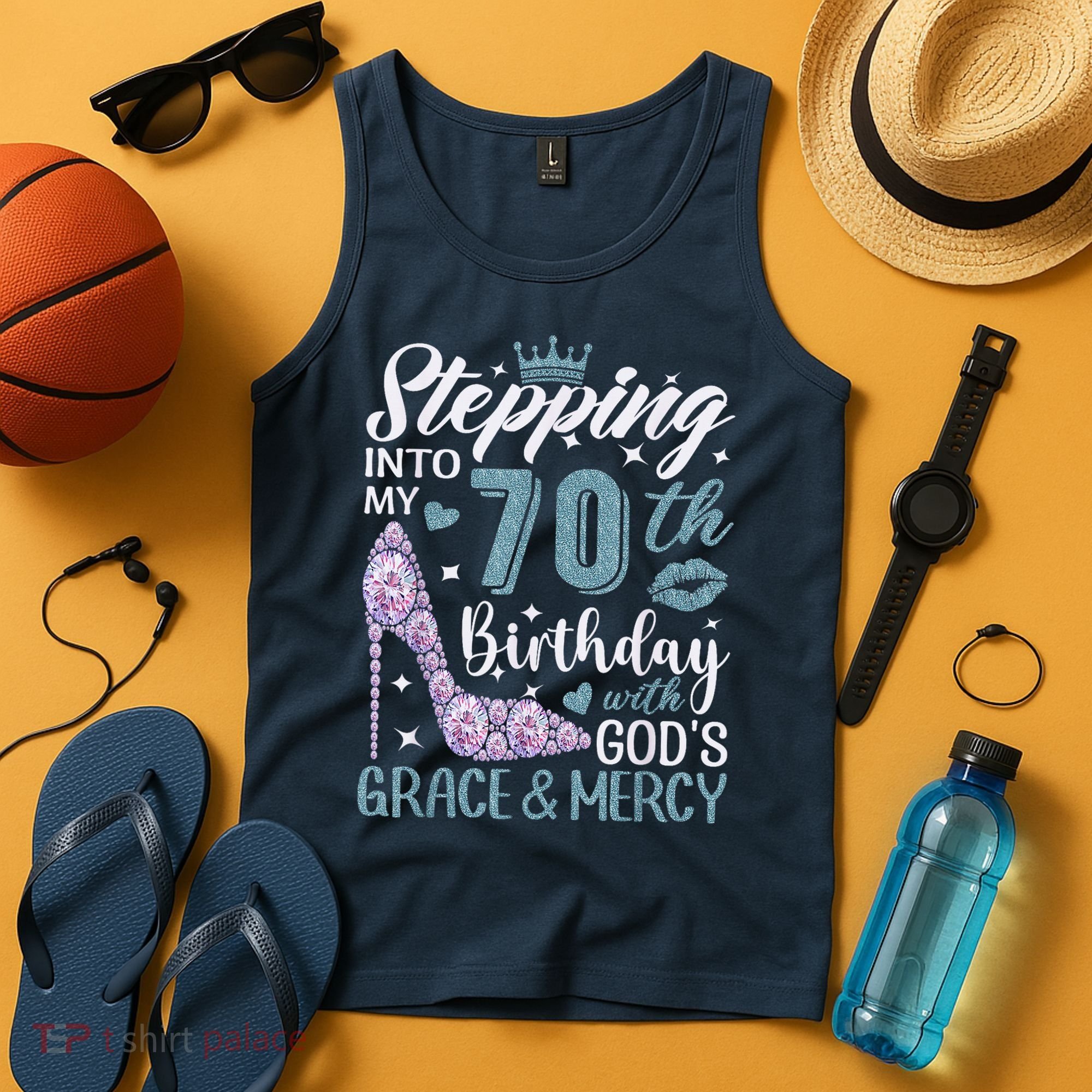 Stepping Into My 70th Birthday With Gods Grace And Mercy Tank Top