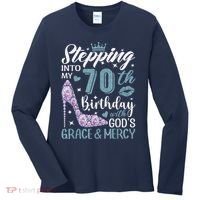 Stepping Into My 70th Birthday With Gods Grace And Mercy Women's Long Sleeve Shirt thumb 0