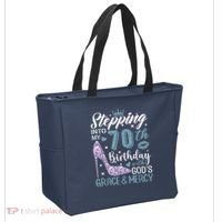 Stepping Into My 70th Birthday With Gods Grace And Mercy Tote Bag thumb 2