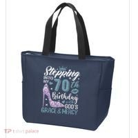 Stepping Into My 70th Birthday With Gods Grace And Mercy Tote Bag thumb 3