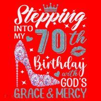 Stepping Into My 70th Birthday With Gods Grace And Mercy Santa Hat thumb 1