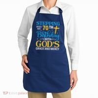 Stepping Into My 70th Birthday With Gods Grace And Mercy Apron thumb 2